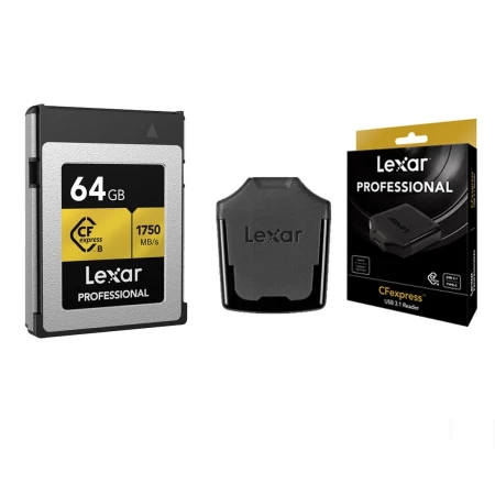Paket Lexar 64GB Professional CFexpress Type-B  Memory Card + Reader CFexpress Type-B USB 3.1